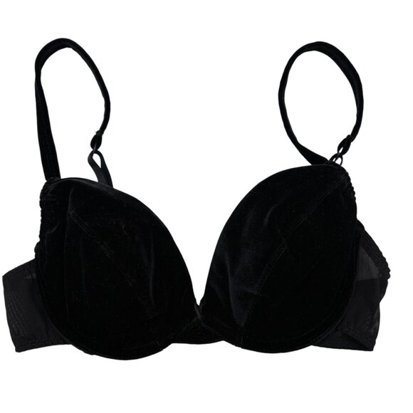 Warners Velvet Bewear Bra 36B Black Vintage - Picture 1 of 4